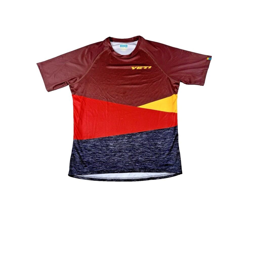 YETI Men’s Performance T-Shirt XXL Burgundy Red Yellow Colorblock Active Tee